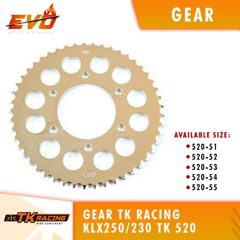 gear TK KLX 250 / 230 520-51T - 520-55T belakang