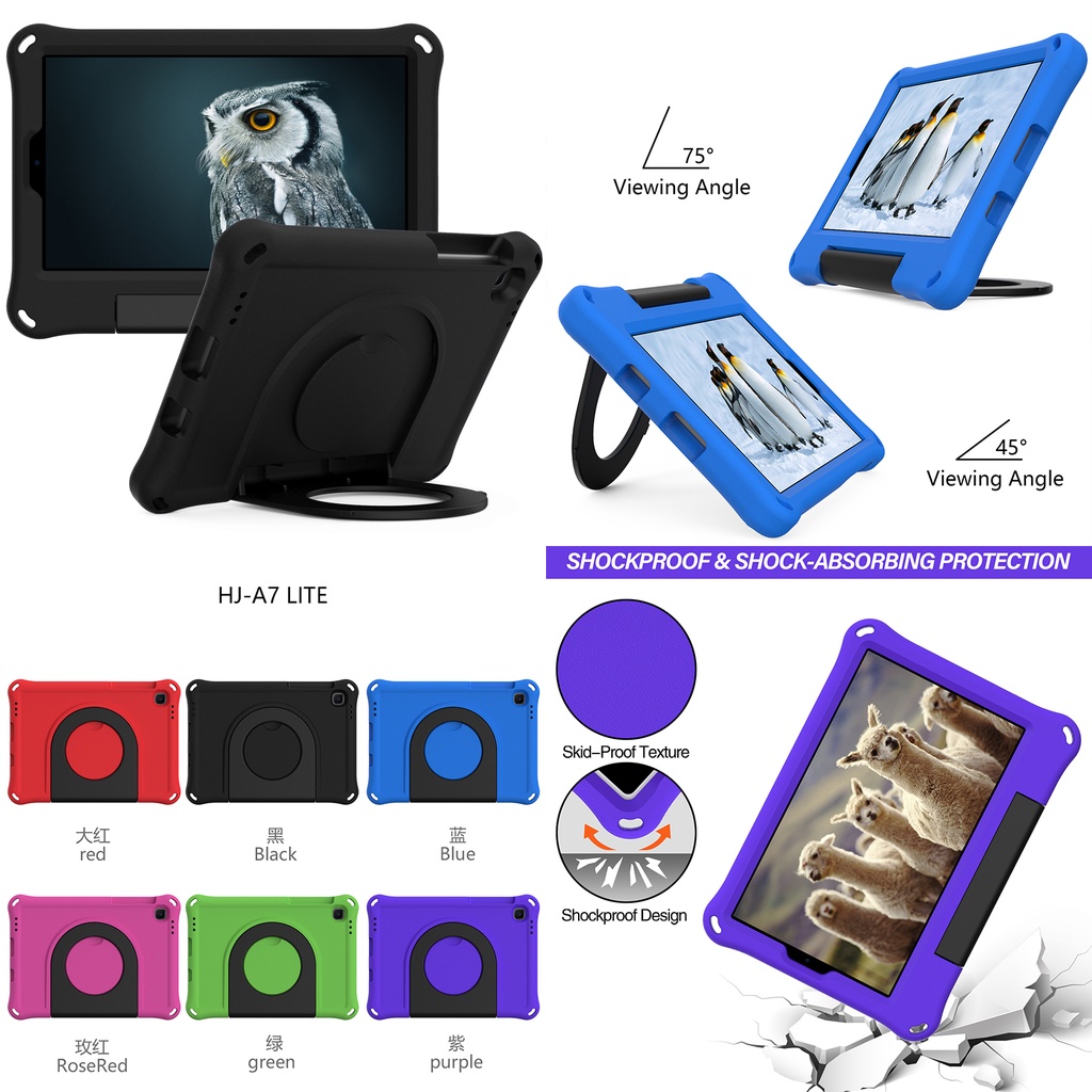 (Ready Stock) Casing Samsung Galaxy Tab A7 Lite (2021) 8.7 &quot;SM-T225 SM-T220 SM-T225N 8.7&quot; Shockproof + Ring Stand