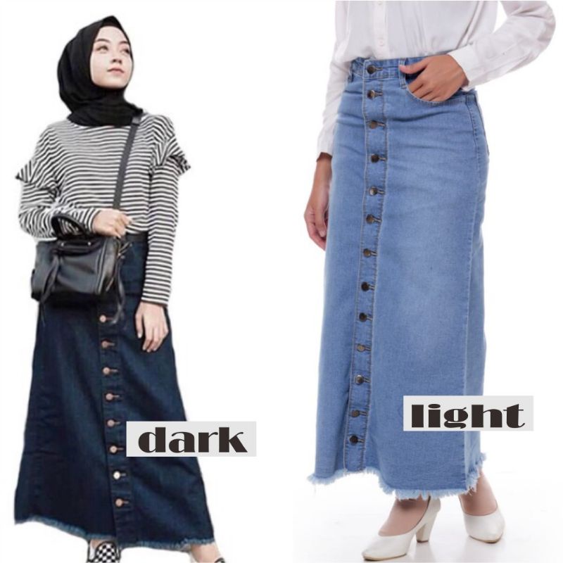 Rok Panjang Gisca Kancing Depan . Rok Jeans Panjang Kancing Depan Murah korean staill