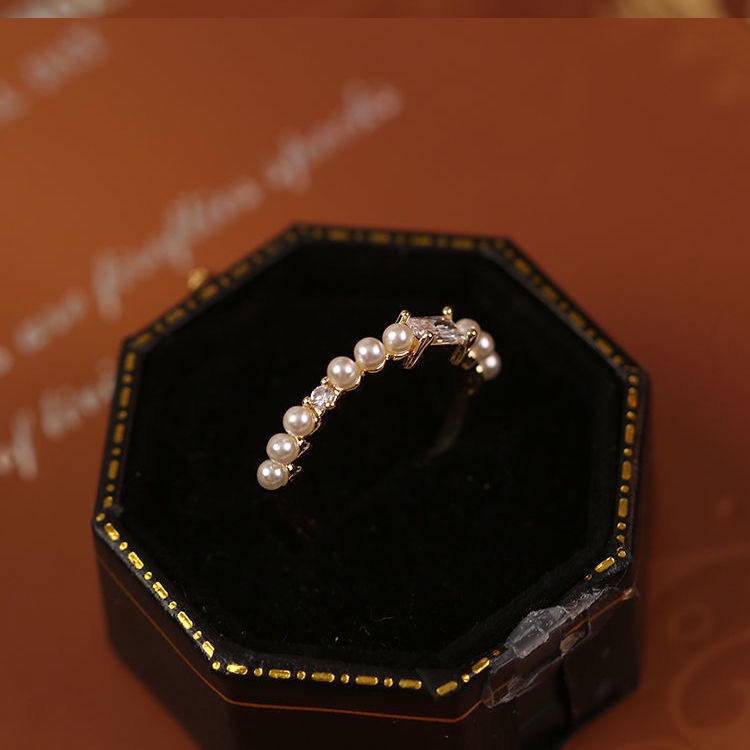 cincin wanita Korean style elegant and fashionable square zircon flower open ring