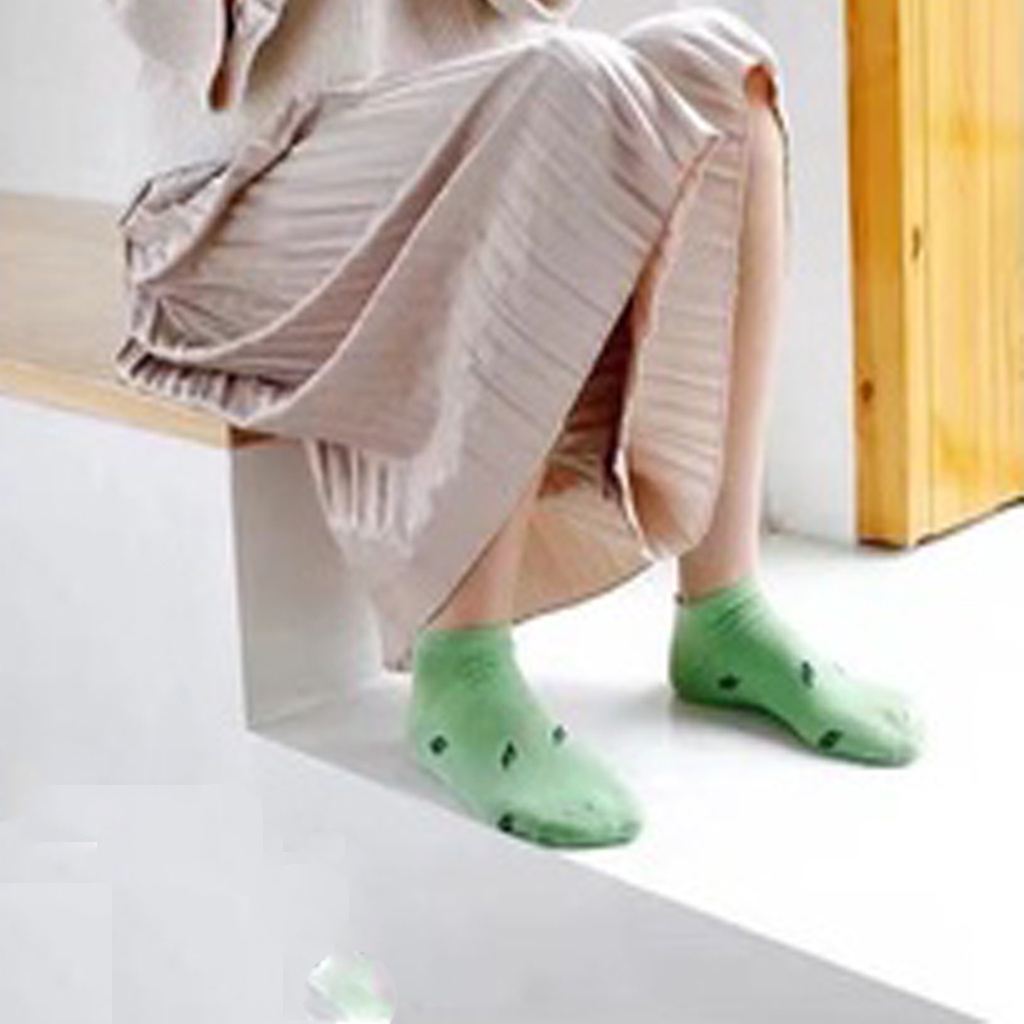 ☀ INDOLAND ☀ Kaos Kaki Wanita Motif Green Leaf Fashion Korea Women Sock Import Murah KK005