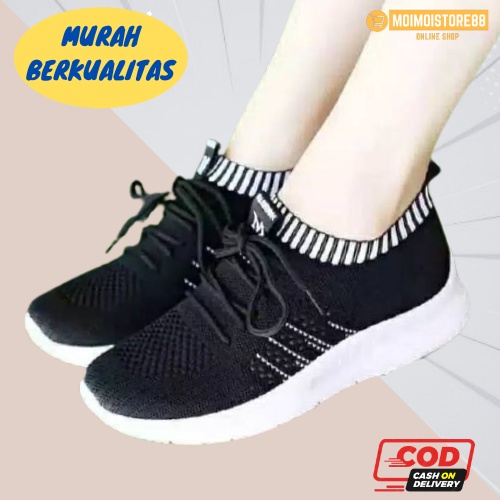 SEPATU WANITA SNEAKERS SNEAKER TALI 2 WARNA HITAM PUTIH VENOM M FASHION SEPATU KETS KET DEWASA REMAJ