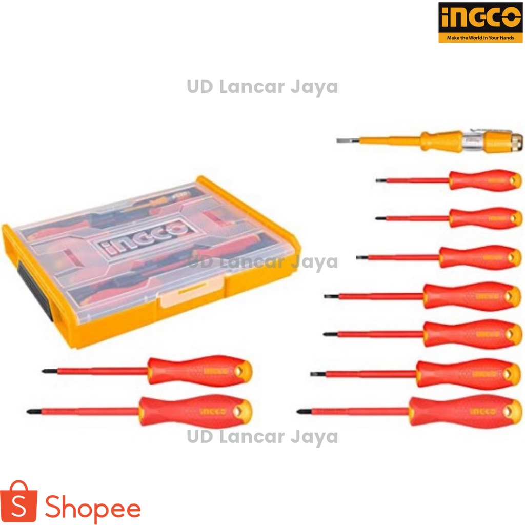Ingco 10pcs TOOLSET TOOL OBENG PERKAKAS TEKNISI LISTRIK SET HKTV01S101