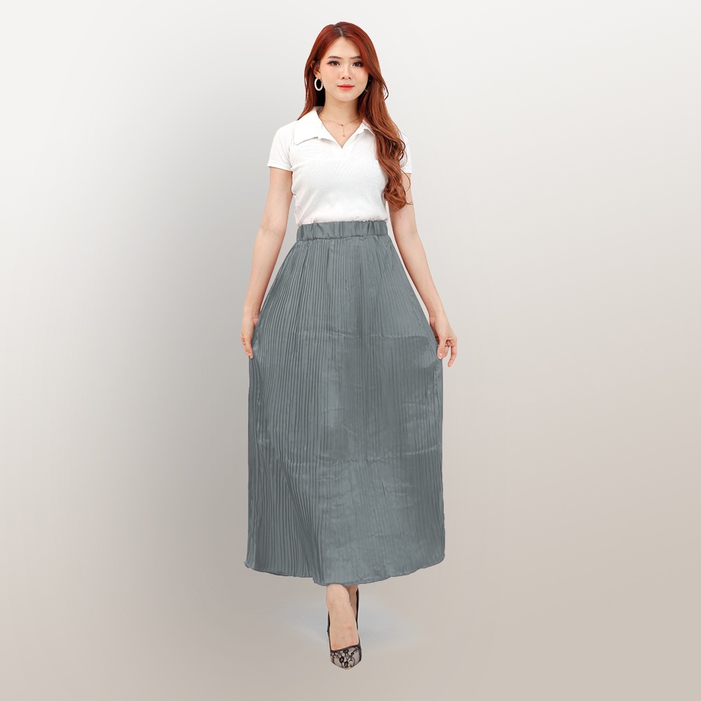 Rok Maxi Lurus Frisket Plead Wanita Dewasa Model Terbaru - XSHOP Aoi