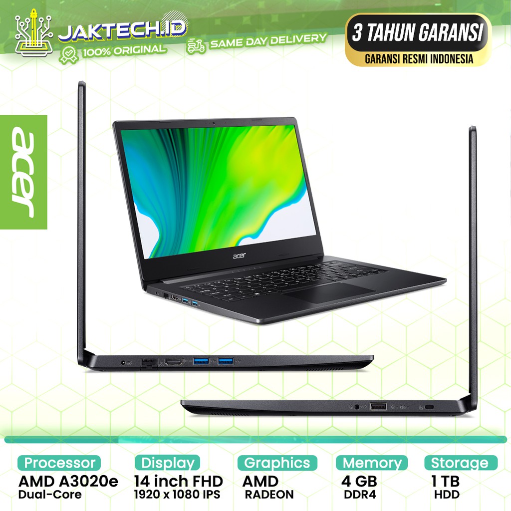 ACER Aspire 3 Slim A314-22 AMD Athlon A3020e 4GB HDD 1TB WIN10+OHS (14&quot;)