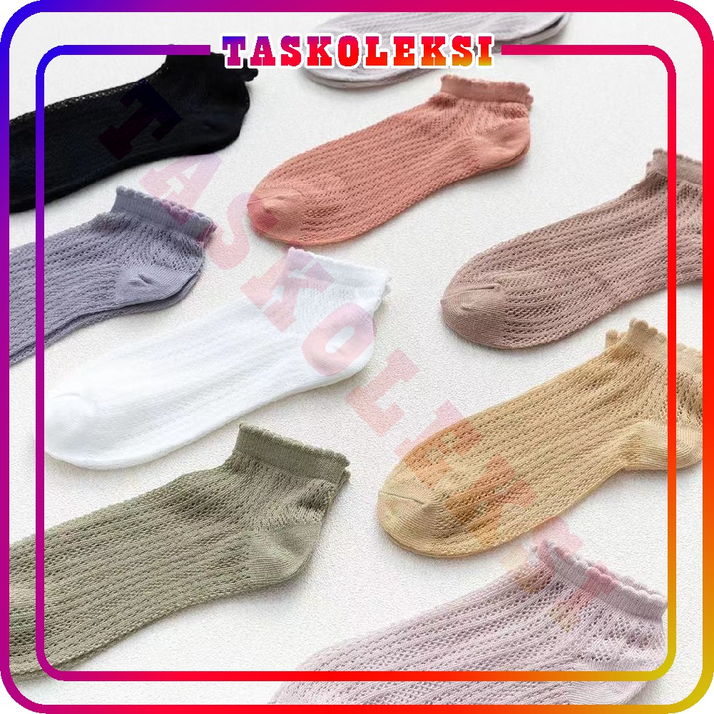 ☛TK☚ Kaos Kaki Wanita Motif Polos Pattern Garis Fashion Korea Women Sock Import Murah K006