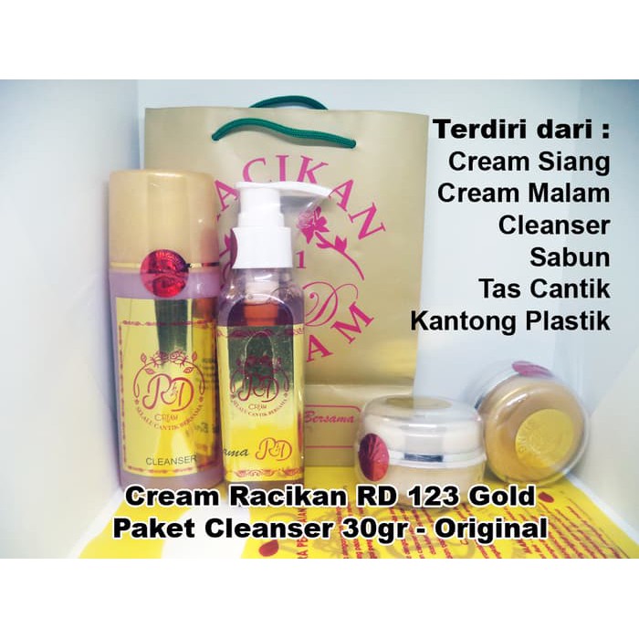 Kosmetik Murah Buat Wajah Paket Cleanser Cream Rd 123 Gold/ Cream Rd Gold Paket Cleanser Plastik
