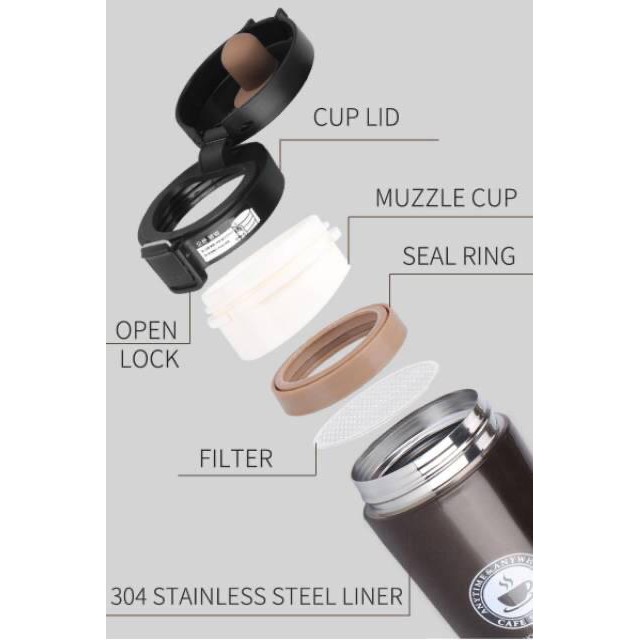 TERMOS KOPI STAINLESS VACUUM TUMBLER GELAS MUG COFFEE PANAS DINGIN SET TRAVEL PORTABLE SOUVENIR NEW