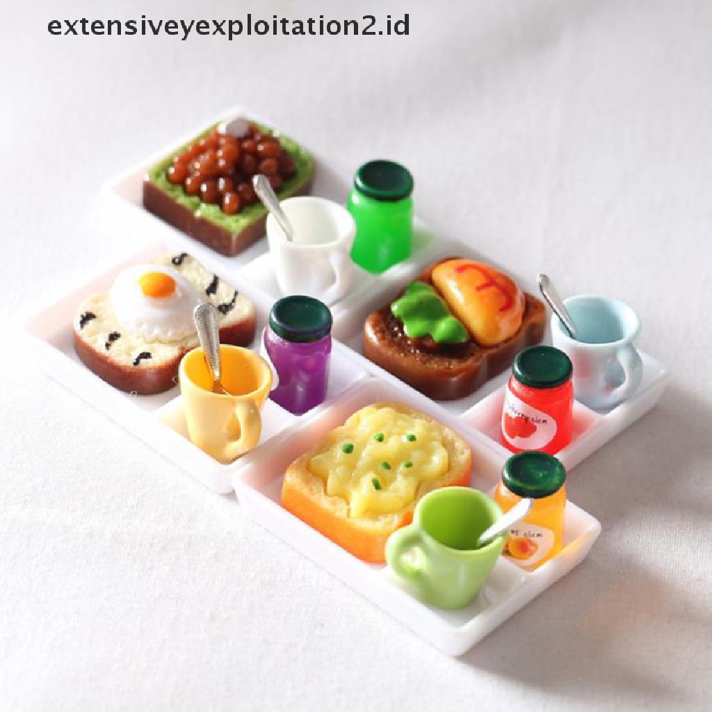 1 / 5pcs / Set Mainan Miniatur Piring Selai / Roti Untuk Aksesoris Dapur Rumah Boneka