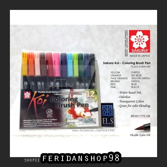 

BT409 SAKURA KOI COLORING BEST BRUSH PEN - 12 COLOR SET BY FERIDANSHOP98