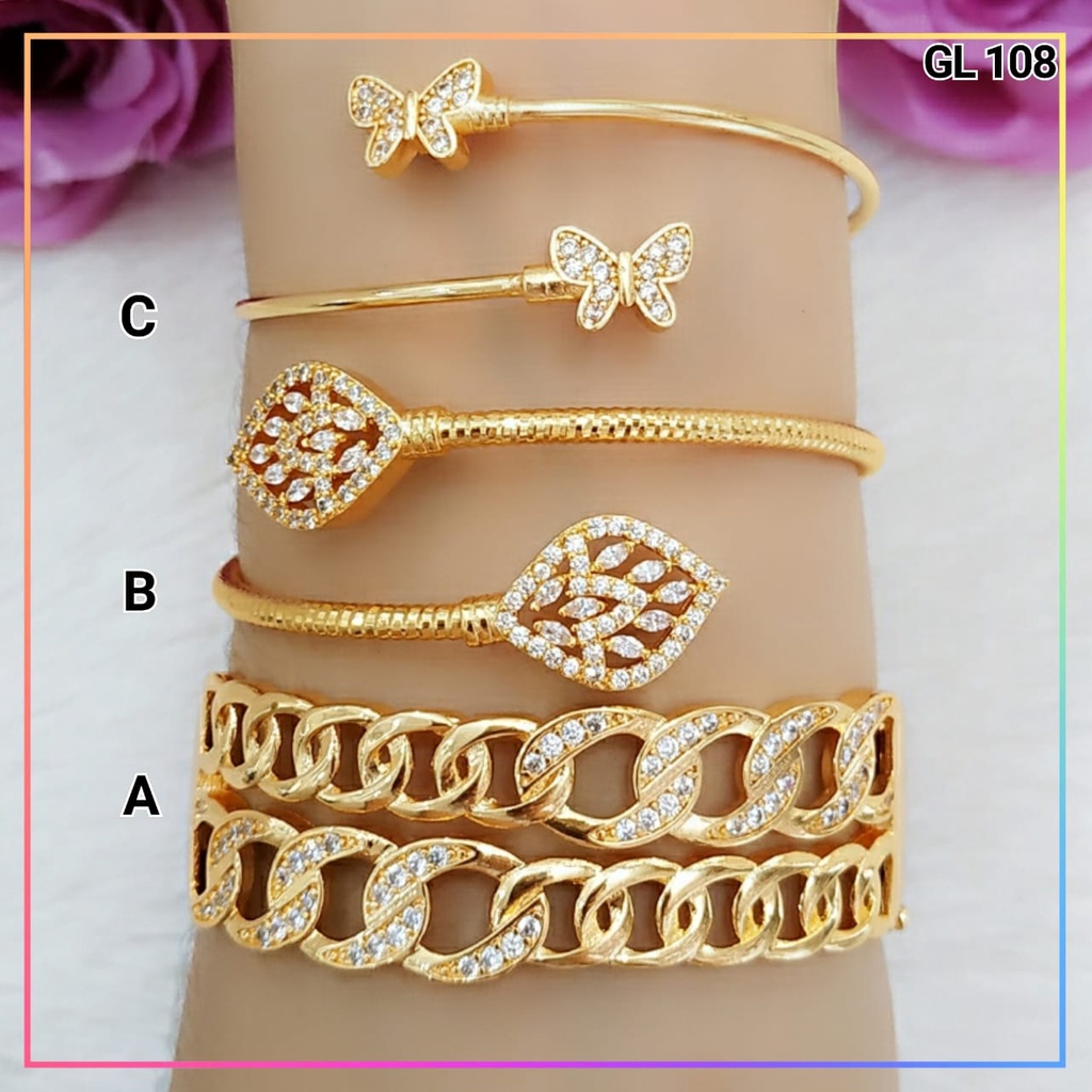 Gelang xuping gelang tangan bangle dewasa kupu spiral elegan perhiasan lapis emas gold GL 108