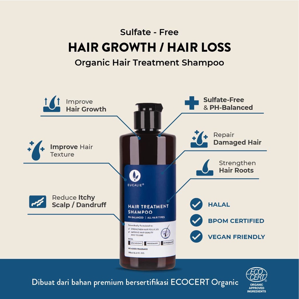 Eucalie Organic Hair Growth / Hair Loss Treatment Shampoo 50 Ml