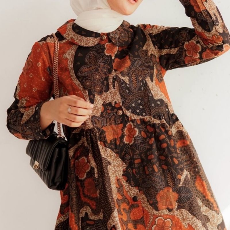 Batik wanita ASJ SA HRB026 Kenongo Kemeja Tosca Pendek-5