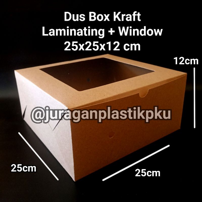 

Box Cake Kraft Tinggi 25x25x12 cm + Window | Dus Kemasan Kotak Kue Transparan 25x25 | 25 x 25 x 12