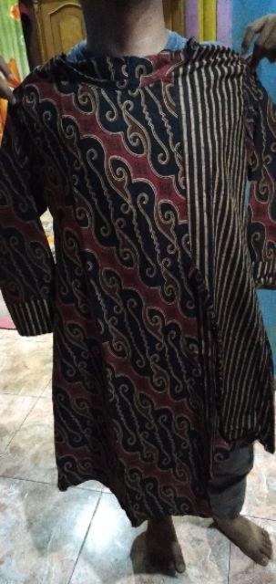 Batik Tunik Shibori Jumputan Terbaru Size S-3l / Hrb026 Yelbor Navbor / Biru Putih / Original..