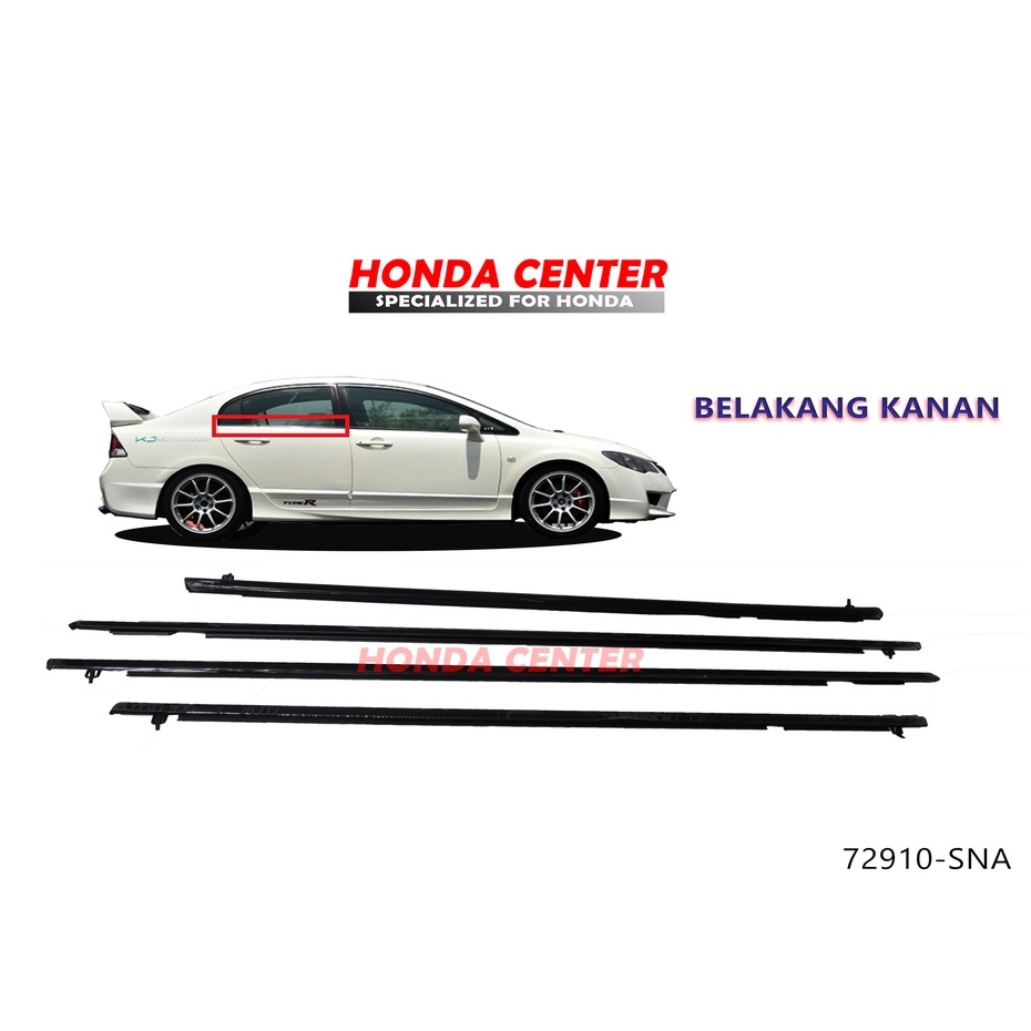 pelipit karet kaca luar weather strip luar honda civic FD 2006 2007 2008 2009 2010 2011 72910-SNA-A01