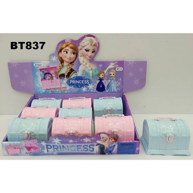 Mainan Anak Perempuan Kotak Musik Dan Bisa Nyala Lampu Isi Boneka Frozen Dan Perhiasan Lainnya-1