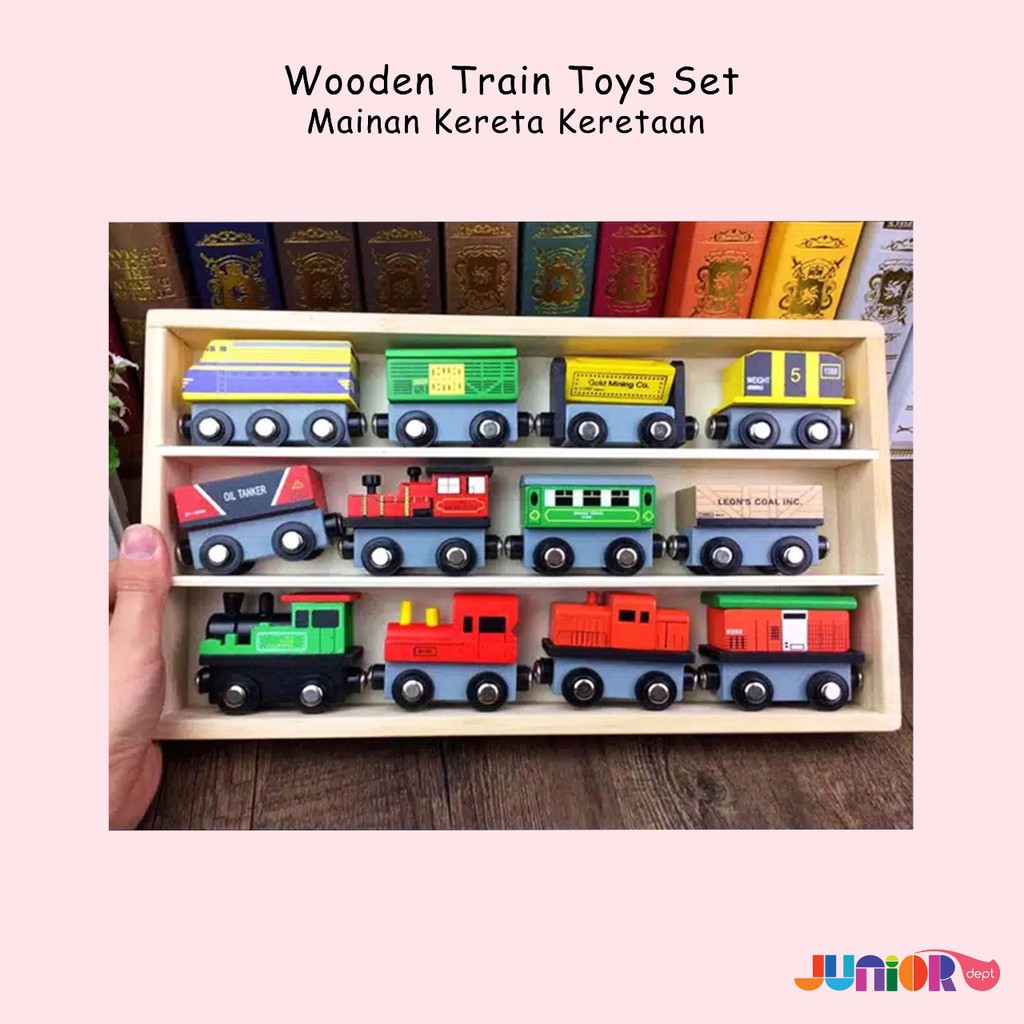 Wooden Train Set / Mainan Kereta-Keretaan / Mainan Mobil-mobilan Kayu Bermagnet
