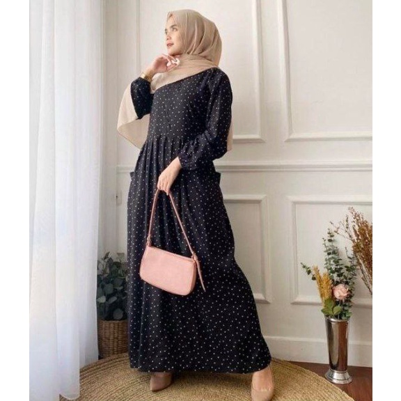 Milea Gamis Terbaru Rayon Premium Dress Wanita Lengan Panjang Baju Wanita Kekinian LD 110 cm