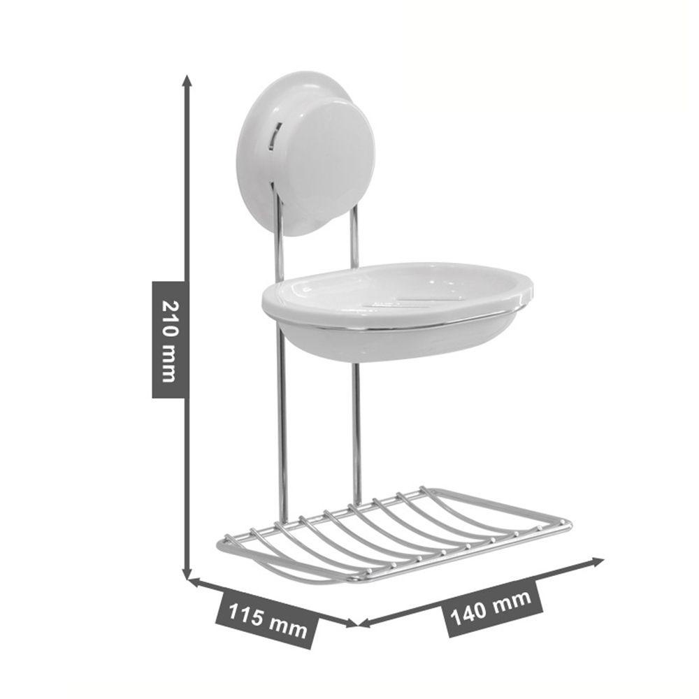 Populer Sabun Piring Reusable Wall Mounted Double Layer Vacuum Sucker Cup Rak Organizer