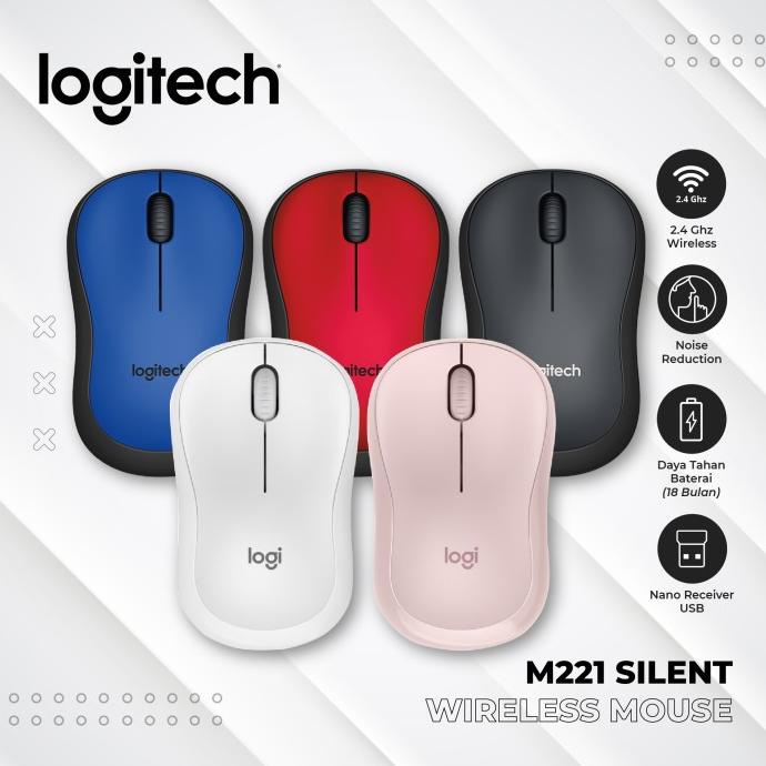 Mouse Optical Logitech M221 / M 221 silent mouse Termurah
