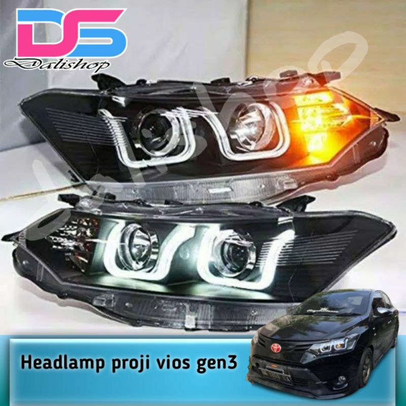 Headlamp Vios gen3 Projector Bar Black Housing