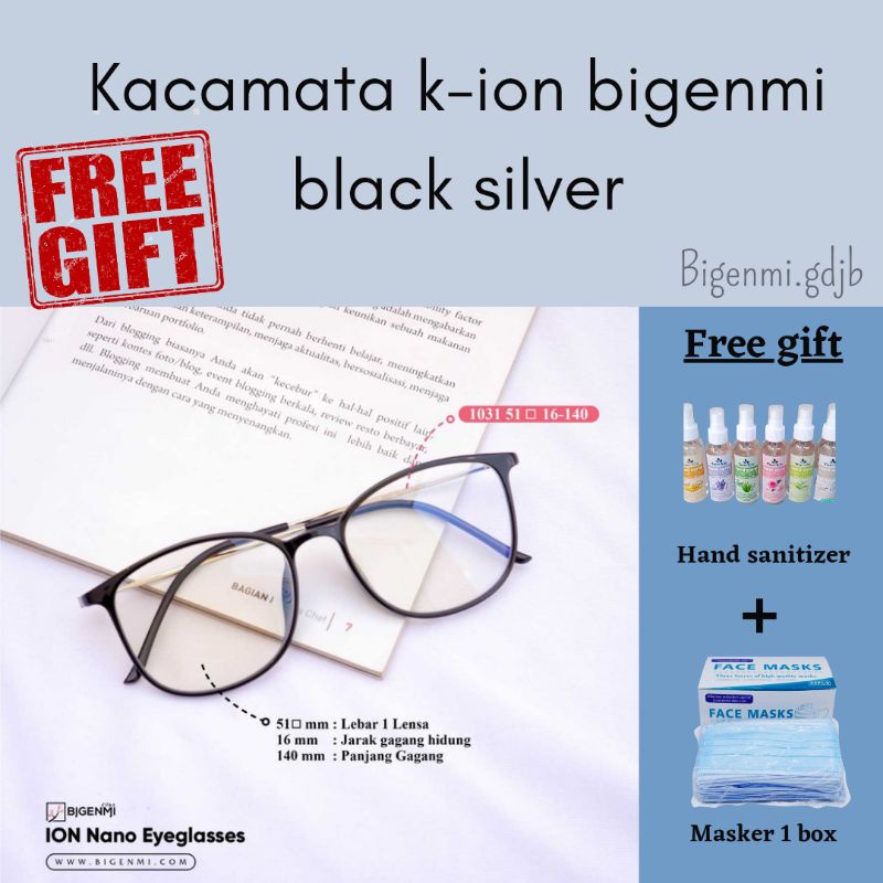 [ TERLARIS ] KACAMATA TERAPI K-ION NANO BIGENMI BLACK SILVER