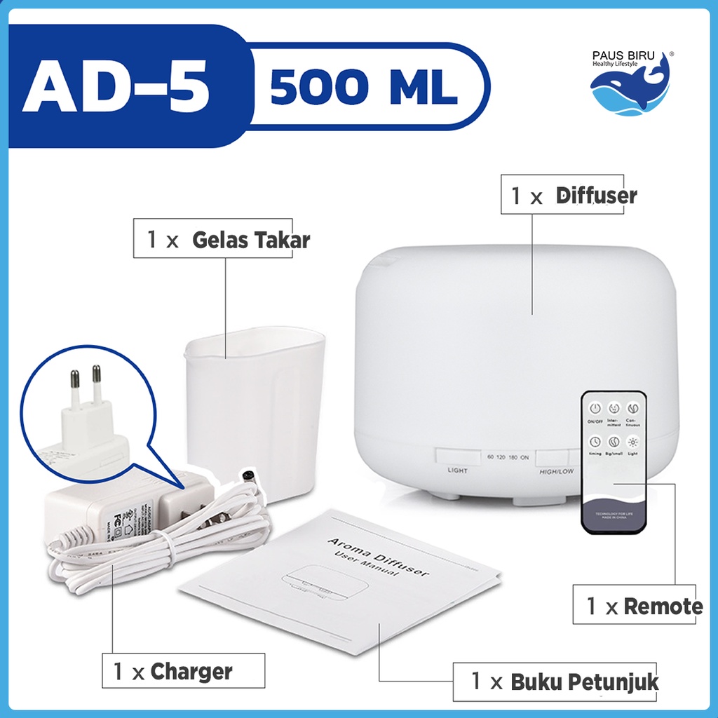 Humidifier Diffuser Aromatherapy 250-500ML+ Remote-500 ml  AD-5