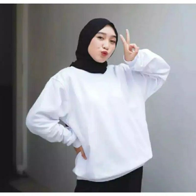 BASIC SWEATER POLOS WANITA BAHAN FLEECE