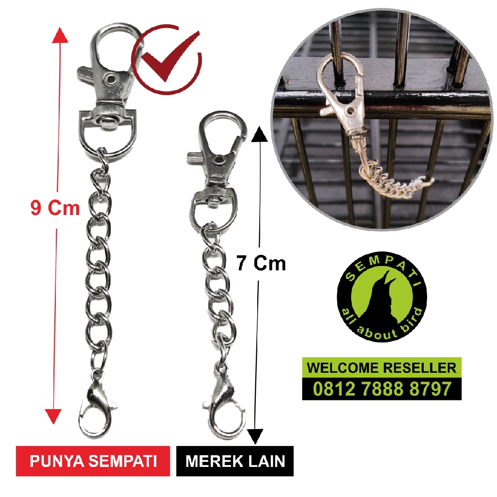 SEMPATI RANTAI KUNCI  BESI  PENGAMAN GEMBOK PINTU  SANGKAR 