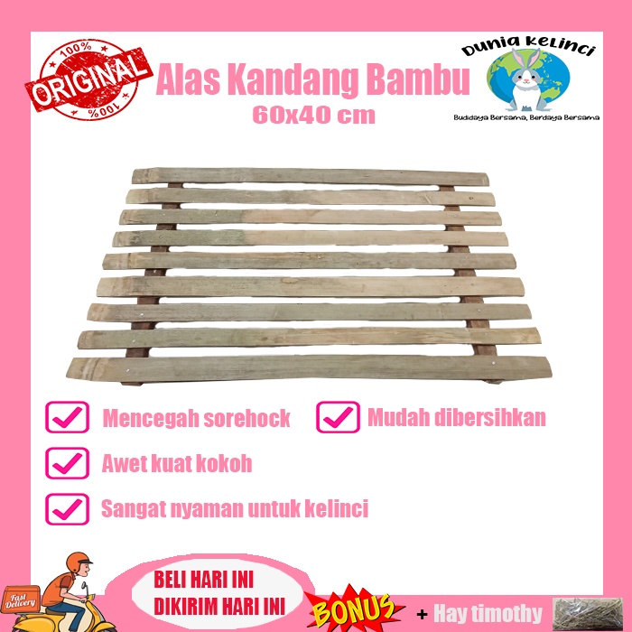 FOOTREST ALAS KANDANG BAMBU 60X40 cm Kelinci Kucing Cegah Sorehock