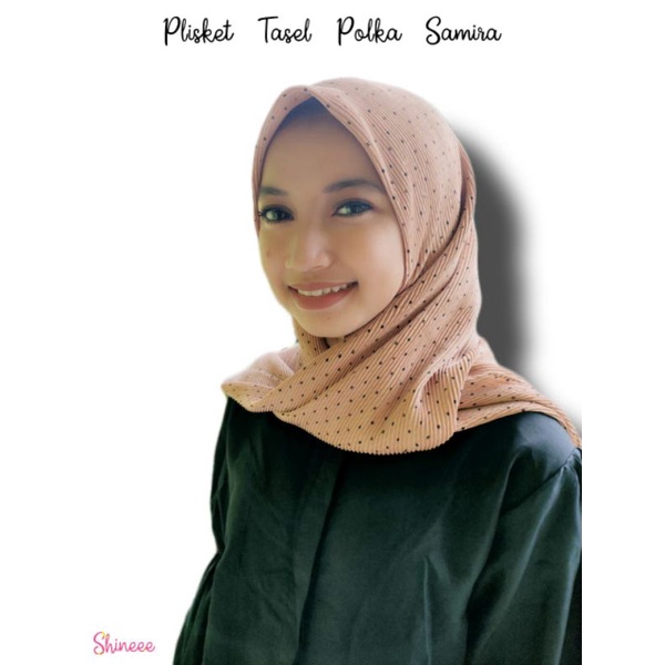 Kerudung Hijab Segi Empat Shineee Plisket Tasel Polka Samira