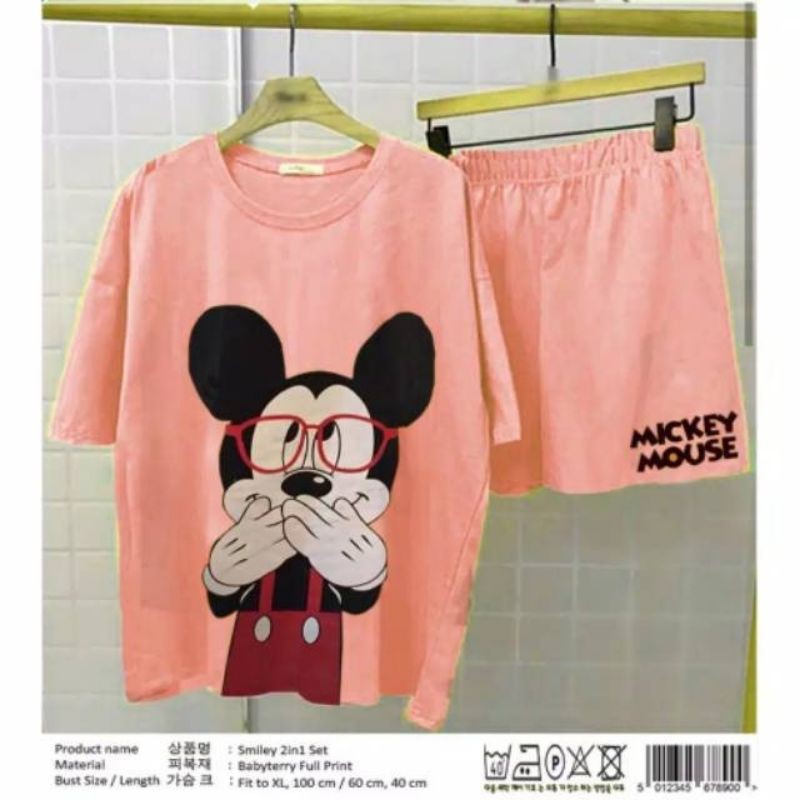 Medan Termurah Setelan anak perempuan LD 88 cm PB 55cm/Baju + celana karakter mickey