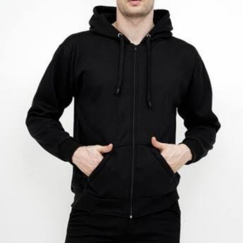 HOODIE HITAM POLOS PRIA WANITA