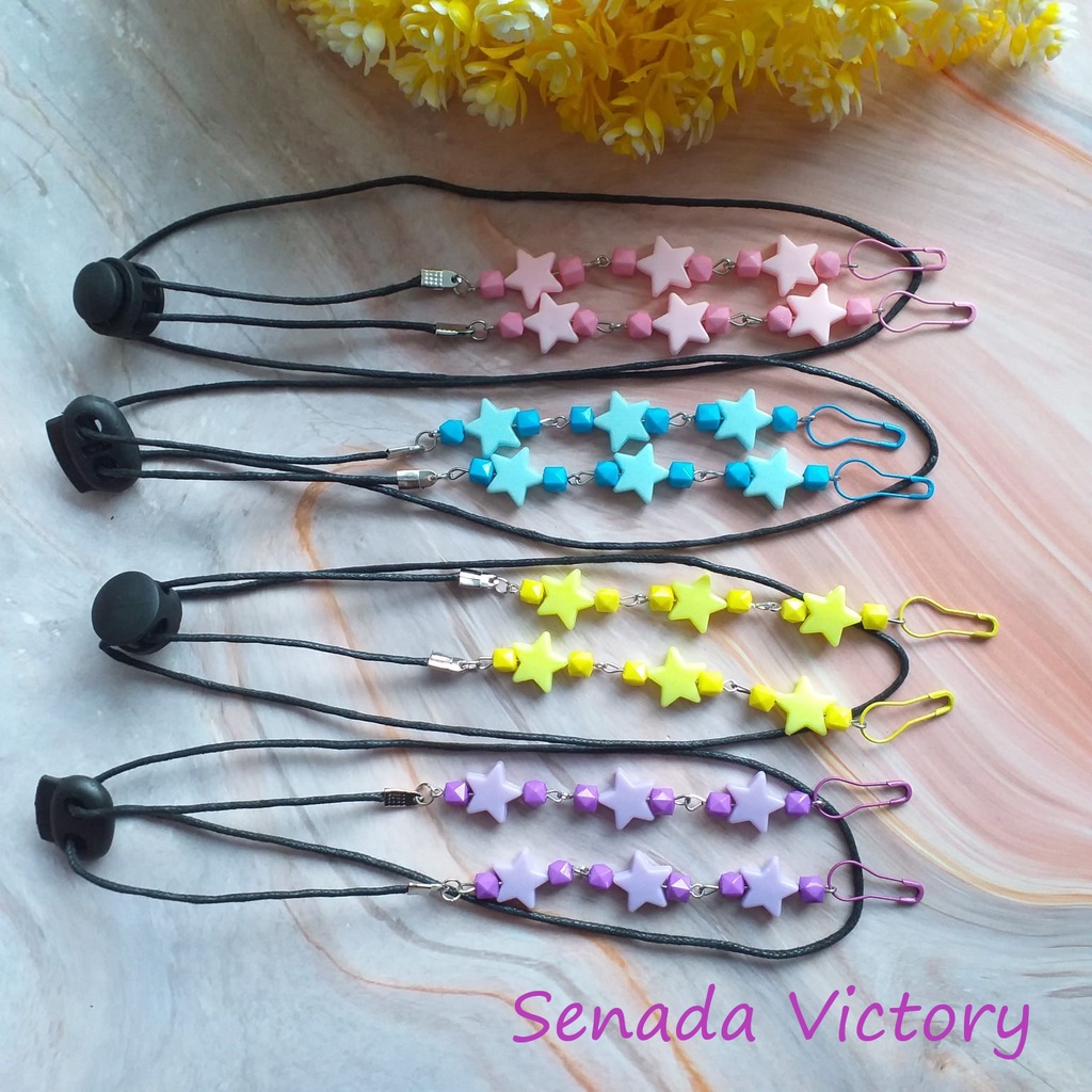 Senada Victory  Kalung Masker Mutiara Bintang Warna 2 in 1 Pengait Masker Cantik SVTK003