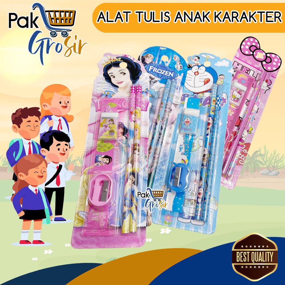 

BUY 1 GET 3 SET ALAT TULIS SEKOLAH 5 in 1 KARAKTER LUCU / MINI STATIONERY 2pencil 1Penghapus 1Rautan 1Penghapus