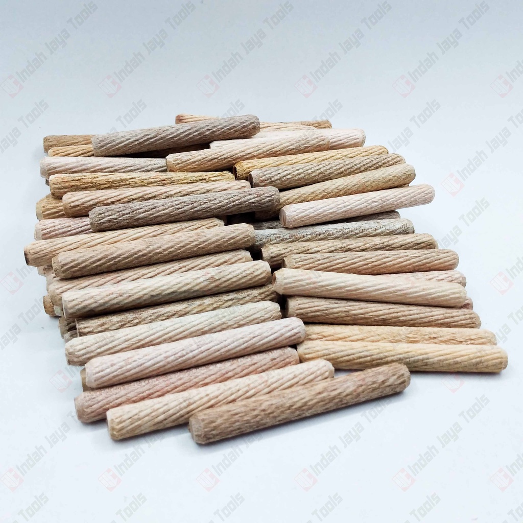 DOWEL Kayu Ulir 10 x 80 MM 100 Pcs Pen Sambungan Stik Kayu Bulat