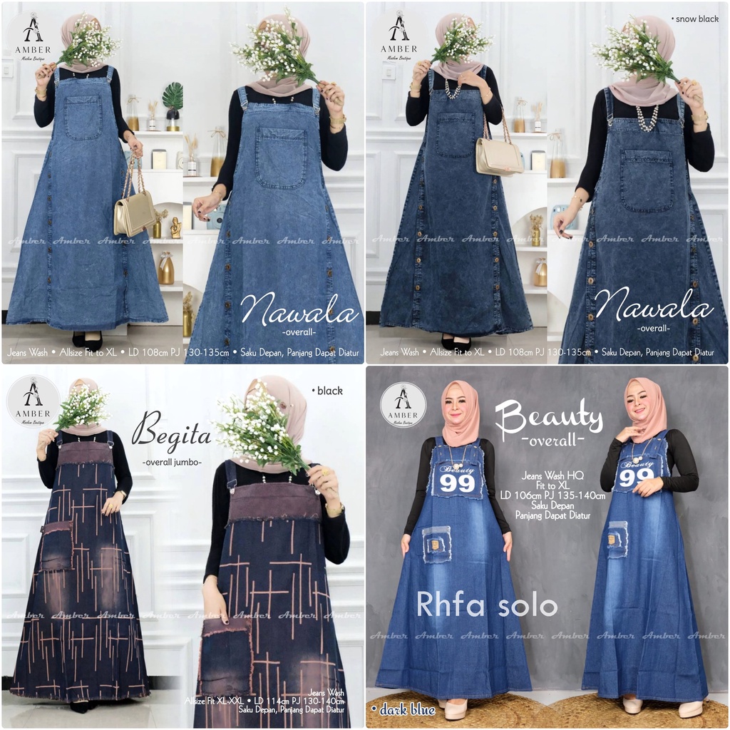 OVERALL JEANS / 18.7 / MAEVE ANORA ALUNA MODIST REYA BEGITA CELENA NAWALA MALIHA  / MAXI / FIT M-XL / AMBER