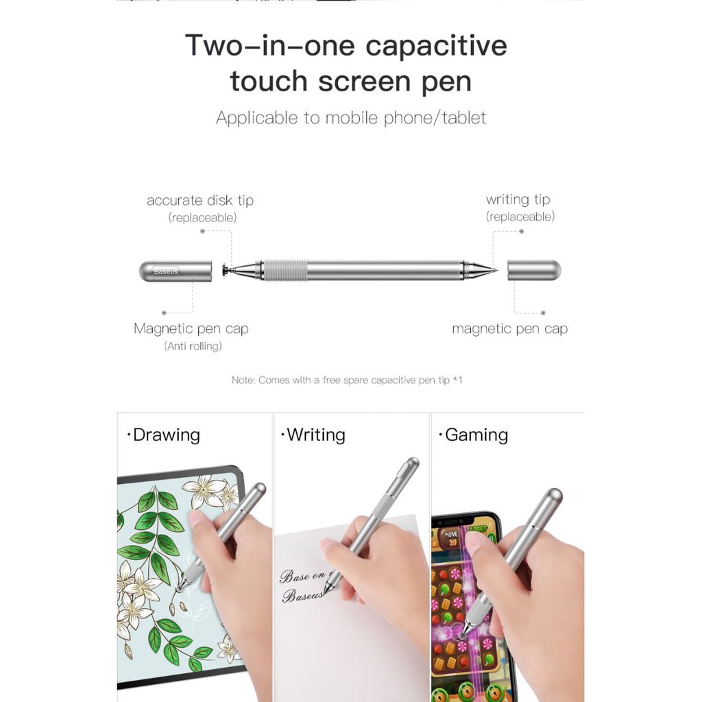 Baseus Sylus pan Universal Bisa semua Headphone dan Tablet Household Pen Stylus 2in1 Original