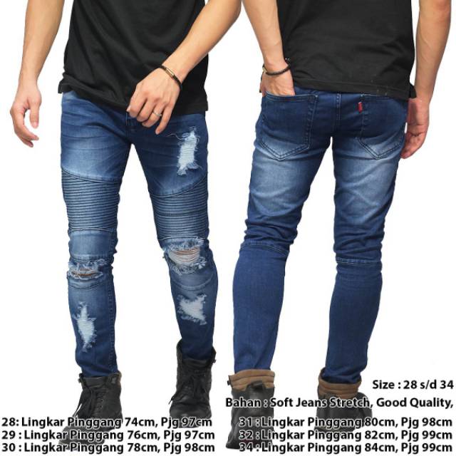 Ripped Jeans  dark blue celana jeans  model  koyak biru tua 