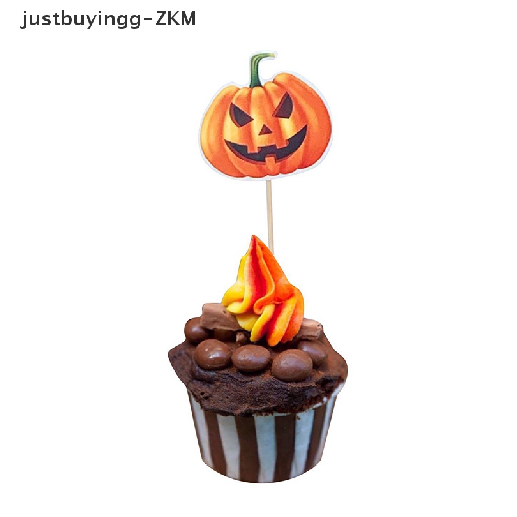 48pcs Topper Cupcake Desain Kartun Hantu Halloween Untuk Dekorasi