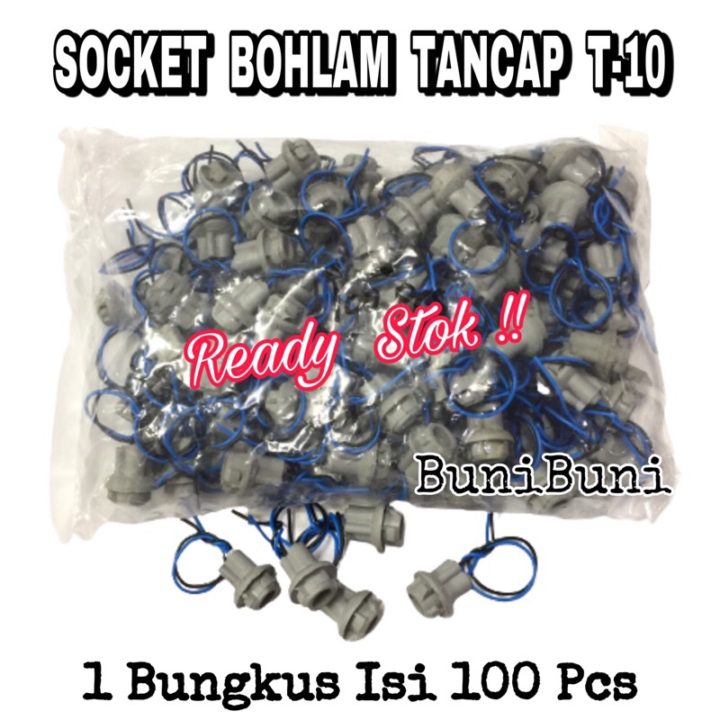 Socket / Fitting / Soket / Rumah Bohlam Lampu T10 Tancap Untuk Mobil Motor Dengan Kabel Tembaga Berkualitas