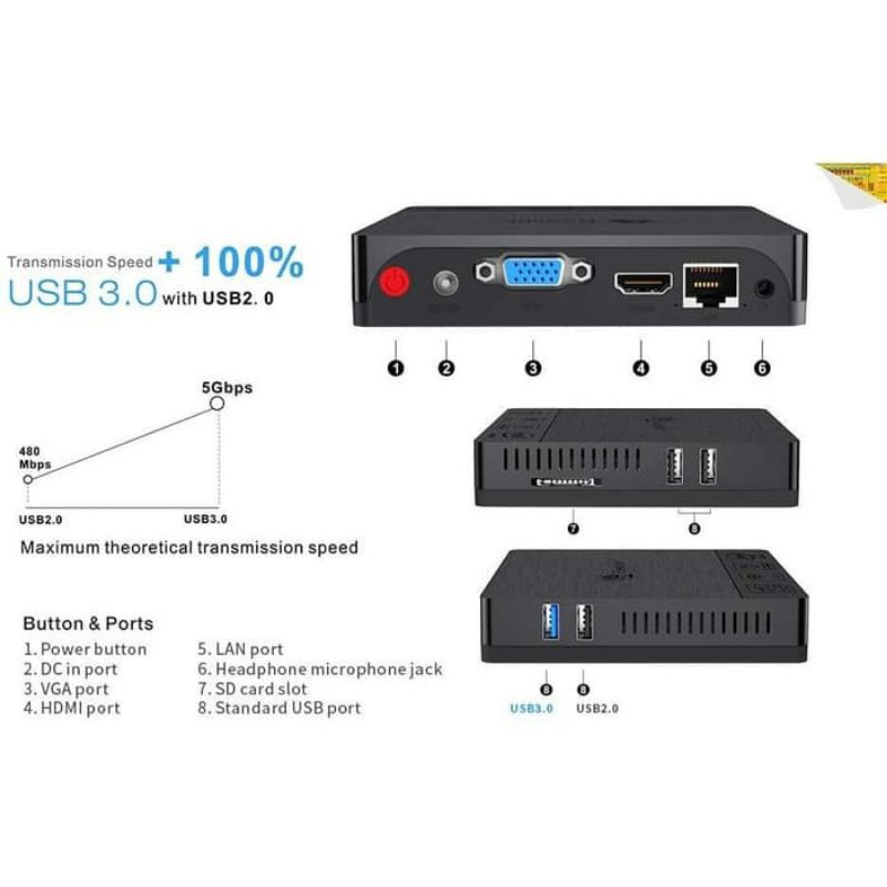 Beelink BT3 Pro Mini PC RAM 4GB ROM 64GB Windows10 Intel Atom X5 Z8350