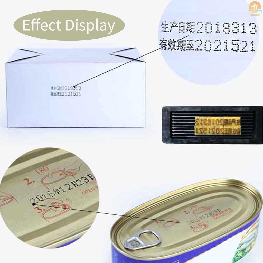 Portable Handheld Coding Machine Manual Date Stamp Printer Ink Date Printing for Food Plastic Bag Bottle Metal Cans Paper Production Expiry Date Print