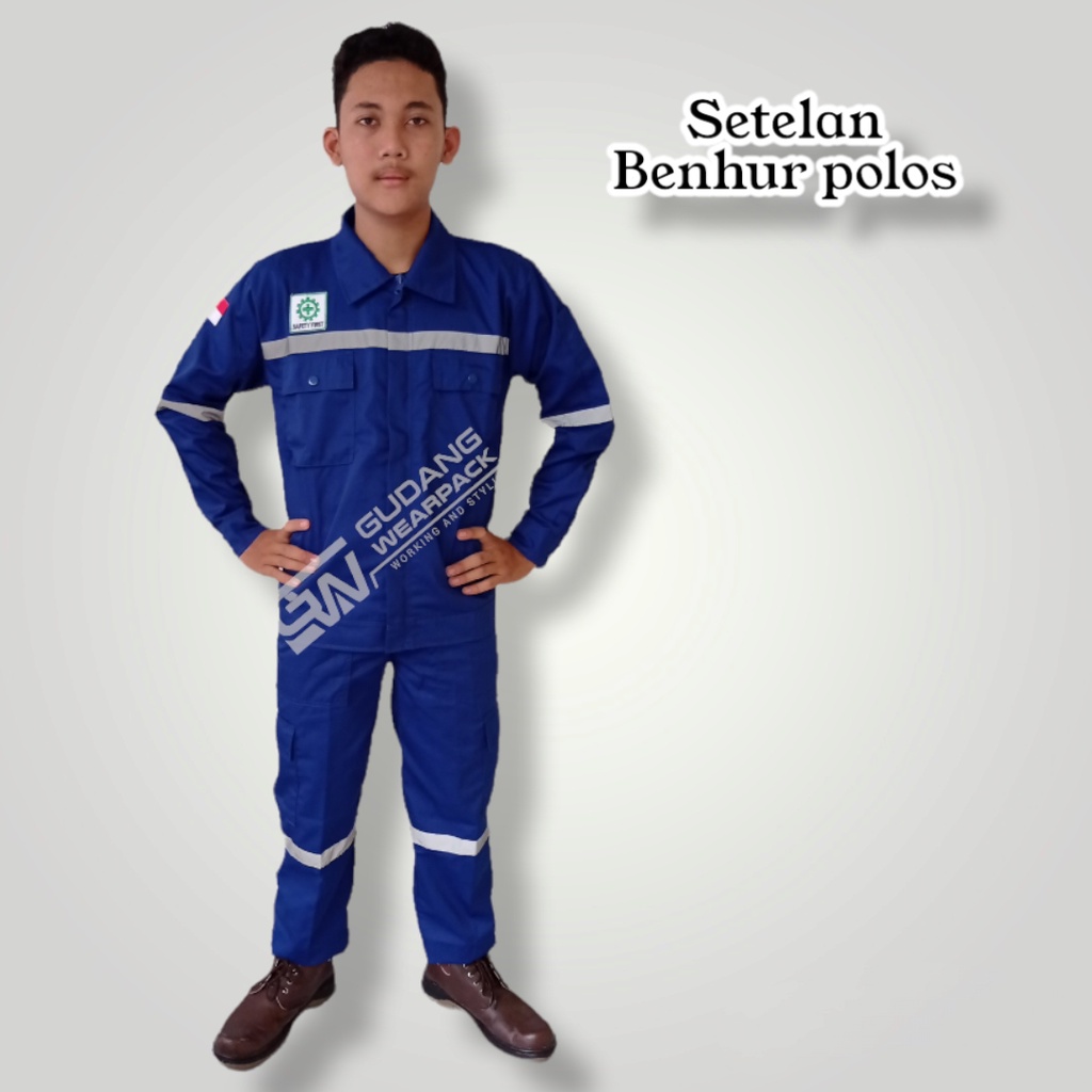 SETELAN Wearpack BENHUR POLOSlengan panjangsleting/SETELAN BAJU KERJA K3 (setelan standar)