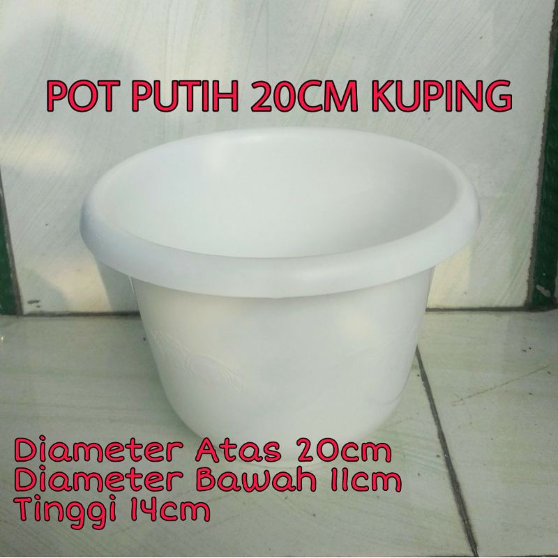 POT BUNGA PLASTIK 20 CM PUTIH / POT TANAMAN PUTIH/UNGU 20CM