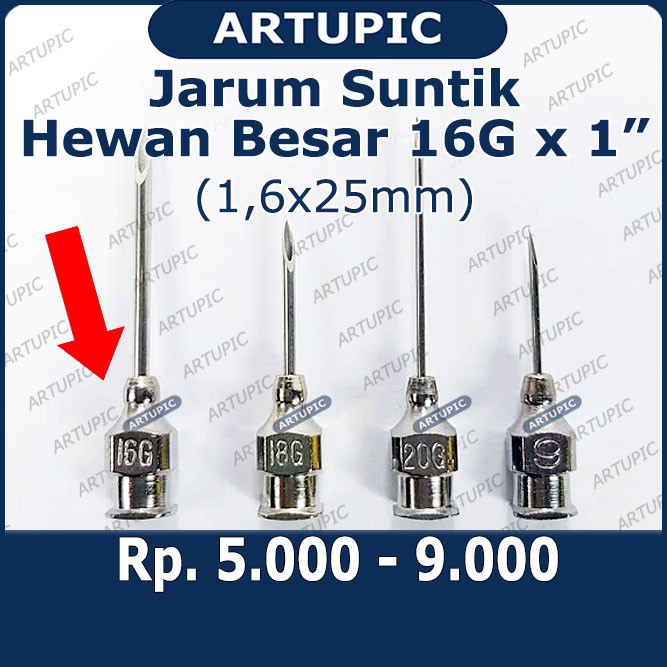 Jarum Suntik Hewan Besar 16G x 1 inch Vaksin Ternak Sapi Babi Vet Needle Stainless Steel