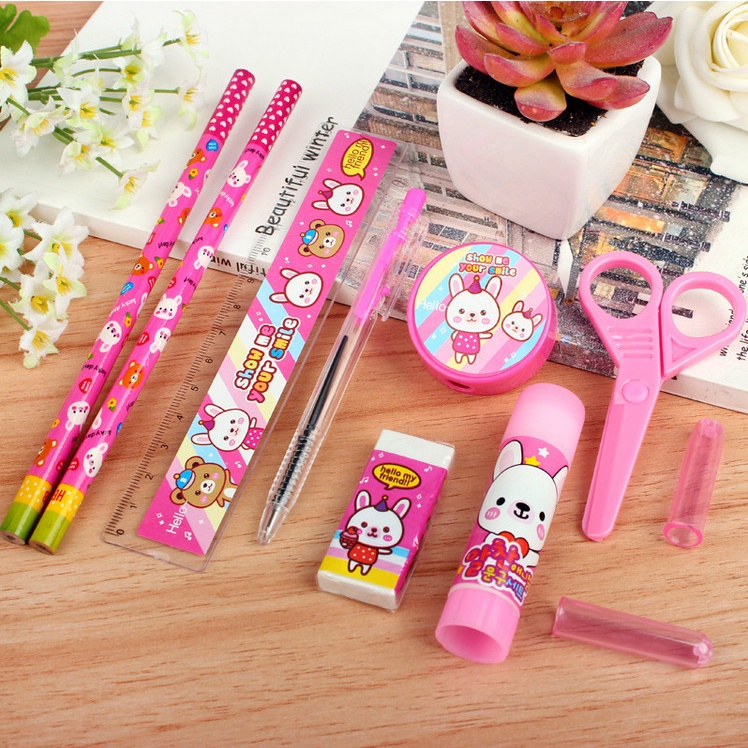 Alat Tulis set 8in1 / Alat Tulis Karakter / Set Alat Tulis Anak / Stationery Set / Paket Alat Tulis