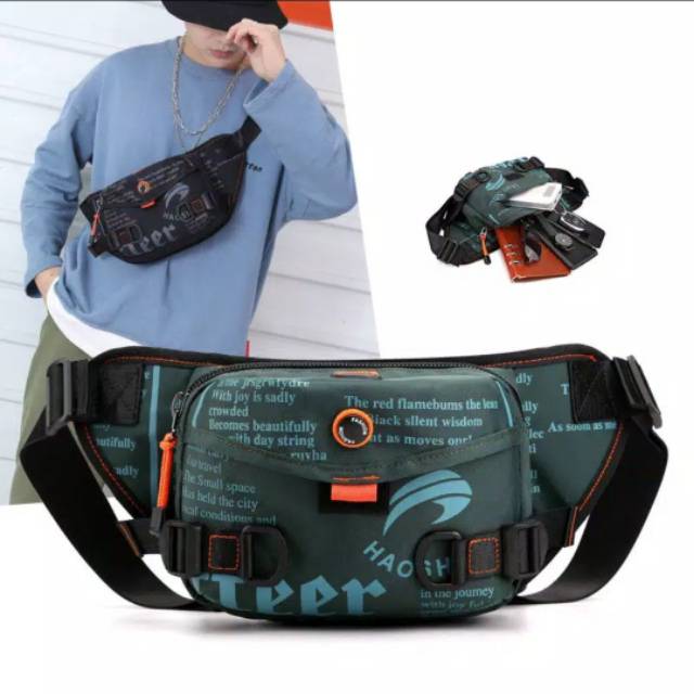 NEW ARRIVAL !!! Tas Waistbag  Haoshuai Tas selempang pria Waterproof 009