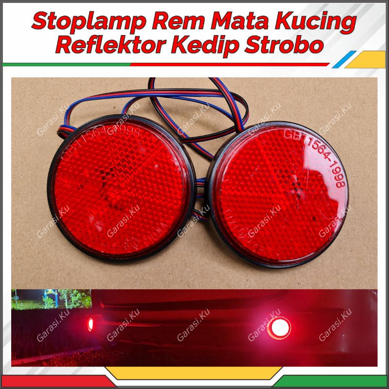 LAMPU REM REFLEKTOR SPAKBOR BUMPER DRL MATA KUCING BULAT 2 MODE BISA KEDIP STROB0 UNTUK MOBIL & MOTO